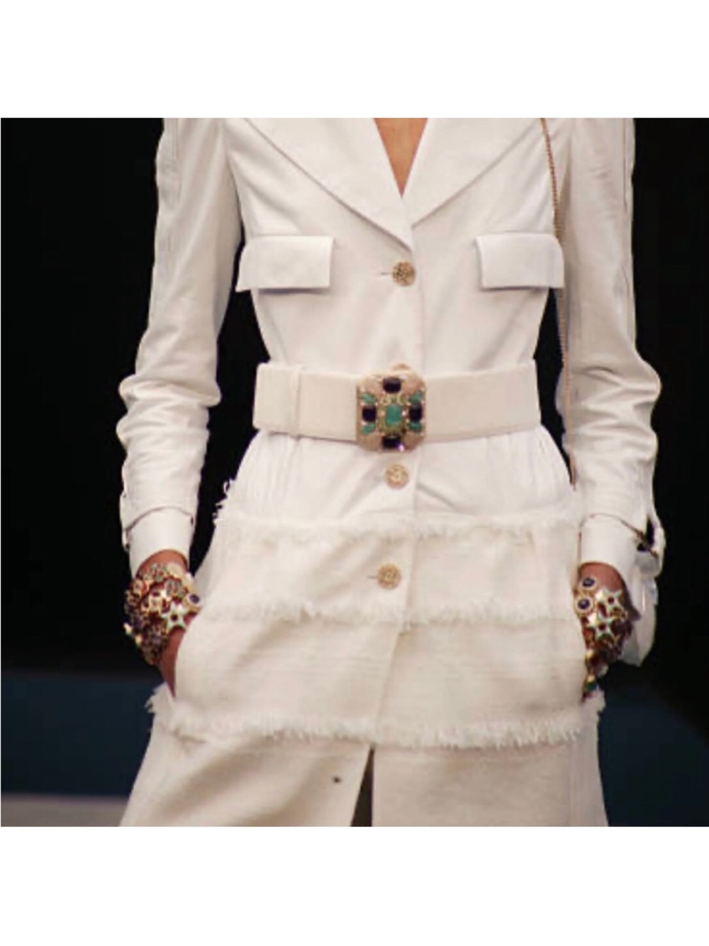 White Suede Chanel Gripoix Pate De Verre Belt Year 2008